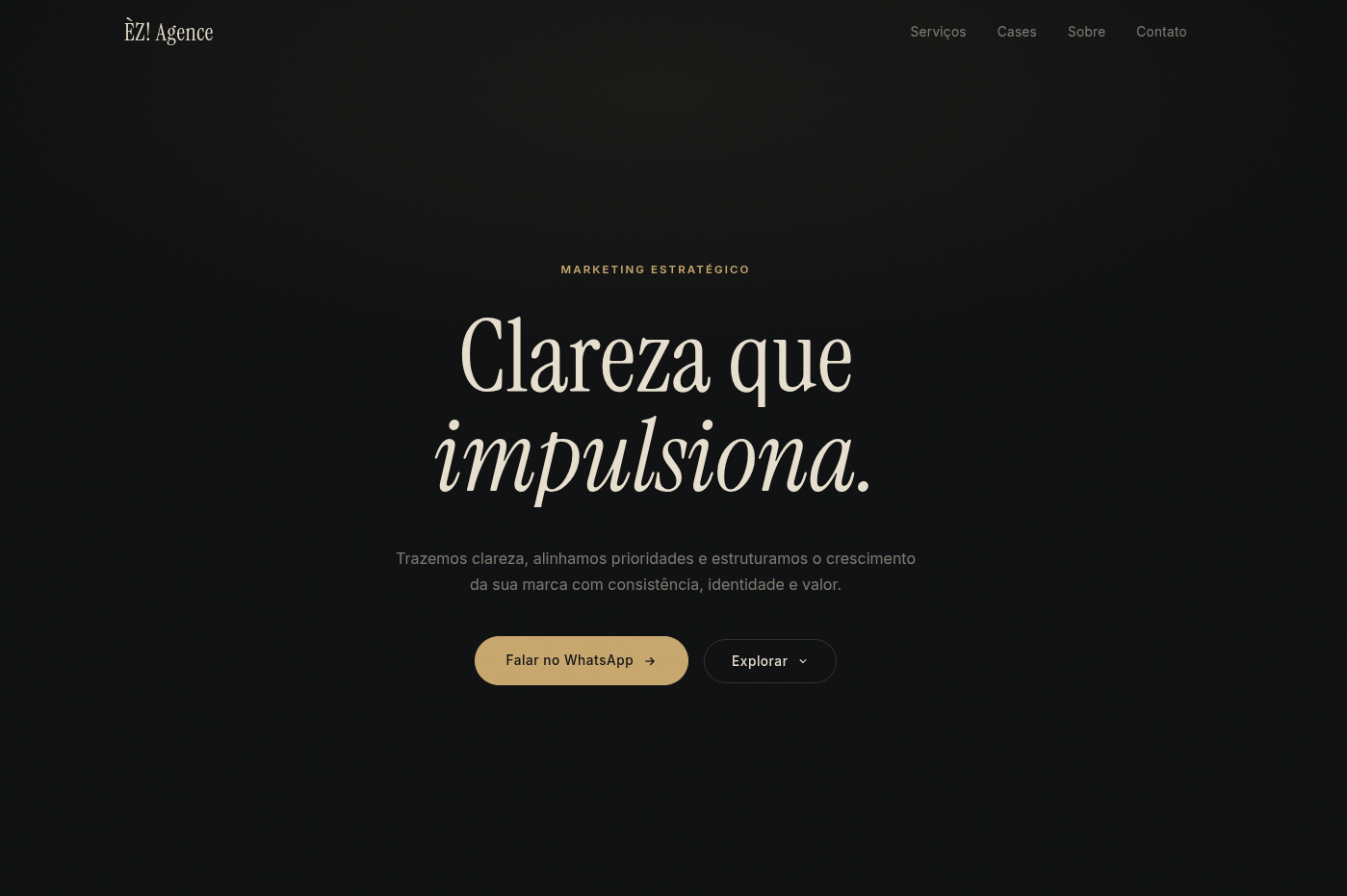 Preview do projeto ÈZ! Agence desenvolvido pela ZyoryAI — Marketing Estratégico